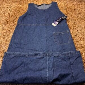 Original TY Wear Vintage Denim Maxi Jumper Dress Blue Cotton Plus 1X 822-90X NWT